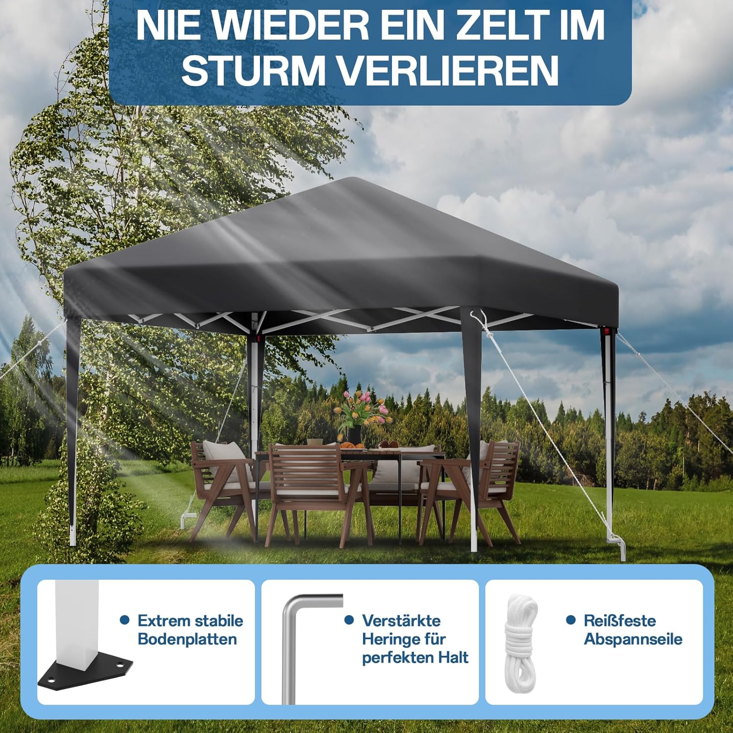Gazebo pliant étanche JUMMICO, gazebo de jardin extérieur, gazebo pliant à hauteur réglable,