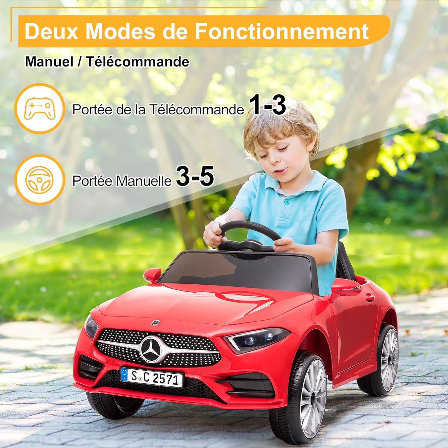 LALAHO Voitures électriques pour Enfants Mercedes Benz AMG avec Télécommande 2.4G, Véhicule électrique Enfant 2 Portes avec MP3 (Blanc)