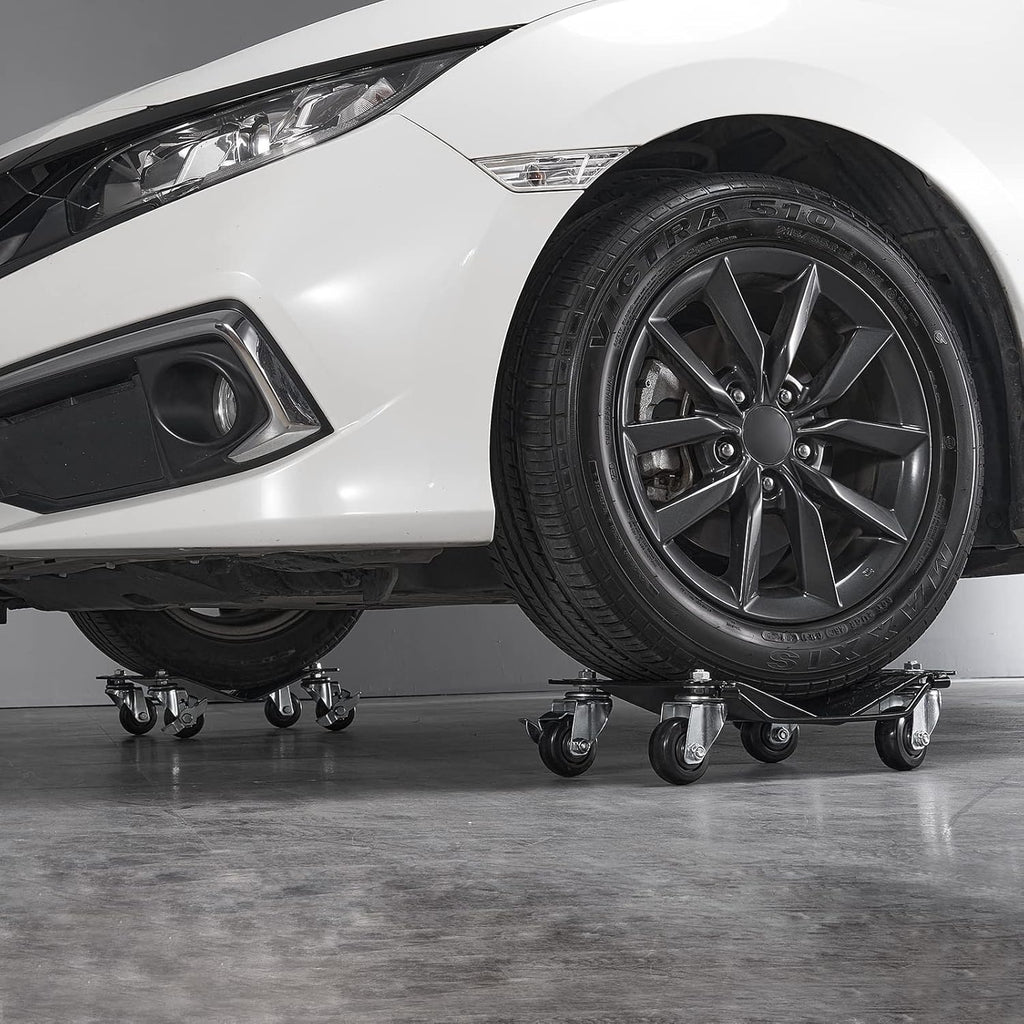 VEVOR Autotransportwagen, 4 stuks, 3 ton, 38,5 x 30 cm, vergrendelbare wielen, positioneringshulpmiddel voor voertuigen, meubels en apparatuur. 