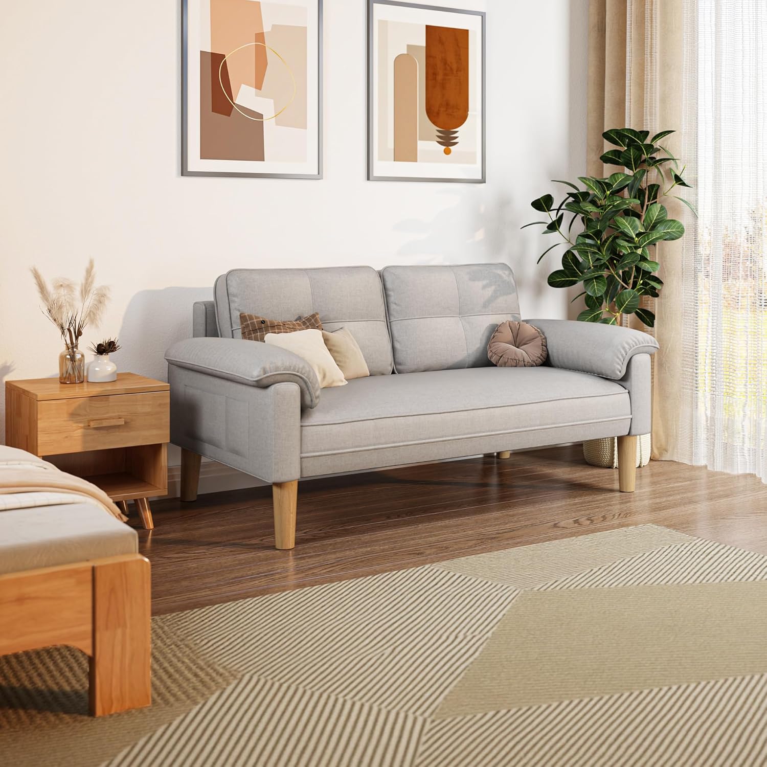 Canapé 2 places Xbro - petit canapé 2 places avec accoudoirs et poches latérales, canapé moderne