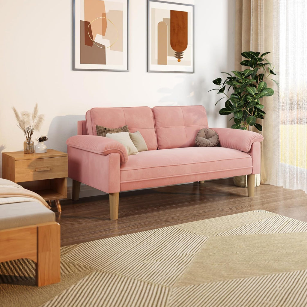 Canapé 2 places Xbro - petit canapé 2 places avec accoudoirs et poches latérales, canapé moderne