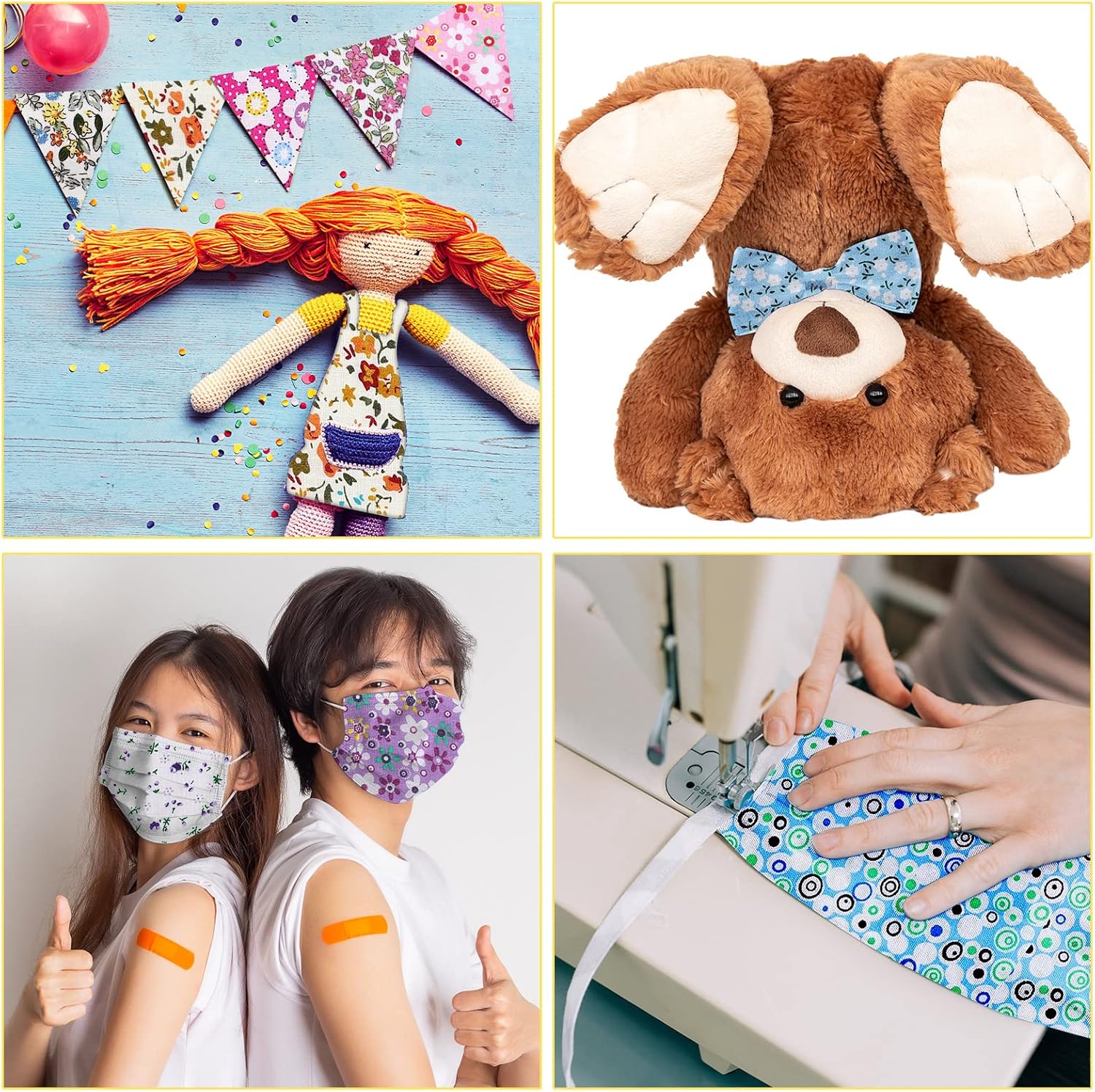 Tatuo 150 pièces 4 × 4 pouces carrés de tissu en coton Bundle tissu de courtepointe tissus de patchwork floral matériel imprimé tissu de patchwork de couture pour bricolage artisanat couture accessoires faits à la main