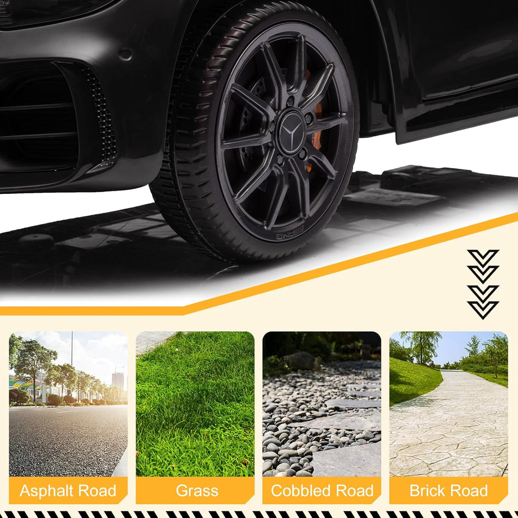 LALAHO Voitures électriques pour Enfants Mercedes Benz AMG avec Télécommande 2.4G, Véhicule électrique Enfant 2 Portes avec MP3 (Blanc)