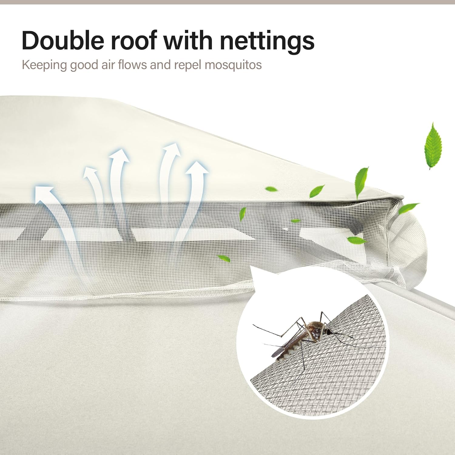 Tente pavillon d'extérieur améliorée à double toit, auvent imperméable UV50+ avec filet et crochets