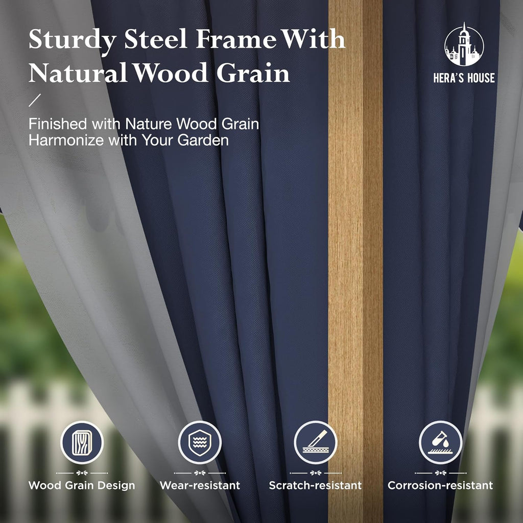 Gazebo 10 x 13, gazebo extérieur abrité, tente à auvent en métal robuste avec double toit et moustiquaire