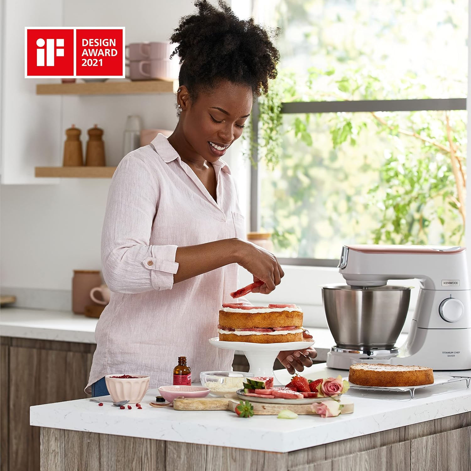 Kenwood Titanium Chef Baker KVC85.004SI Patisserie Processor met geïntegreerde weegschaal, inclusief 3-delige deegset, mengkom van 5 liter en 3,5 liter, progressieve cruisecontrol, 1200 W, zilverkleurig 