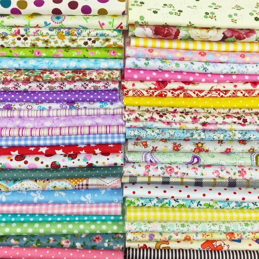 flic-flac 200 pièces 10 x 10 cm (10 cm x 10 cm) en coton pour loisirs créatifs, carrés, patchwork, peluches, bricolage, couture, scrapbooking, quilting, motifs à pois, artisanat