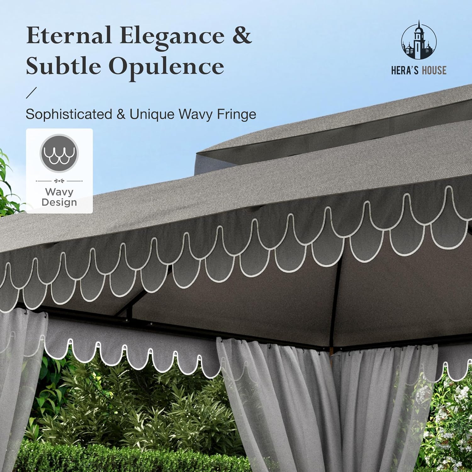 Gazebo 10 x 13, gazebo extérieur abrité, tente à auvent en métal robuste avec double toit et moustiquaire