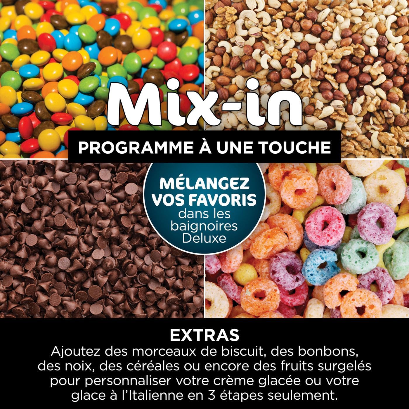 Sorbetière Ninja CREAMi 7 programmes pour glaces sorbets smoothies et milkshakes, noir/argent 1,4 L