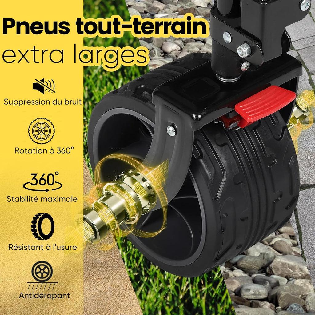 Sekey XXXL opvouwbare transporttrolley met remmen 300L 200 kg, strand- en tuintrolley met extra grote wielen 17 x 10 cm, gepatenteerd opvouwbaar in vier richtingen SE4013, diepzwart 