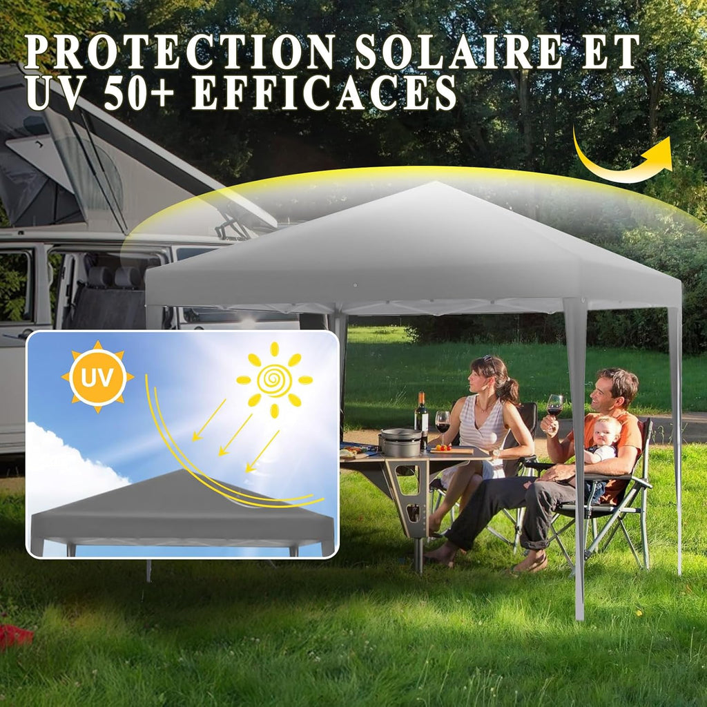 Gazebo pliant ISE, gazebo pliant 3x3 avec rideaux, gazebo de jardin extérieur,