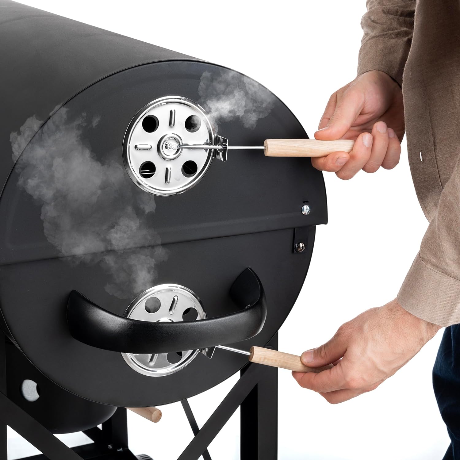 Couvercle de gril de cuisson LEHMANN Charcoal Grill XL, roues et poignées chauffantes,