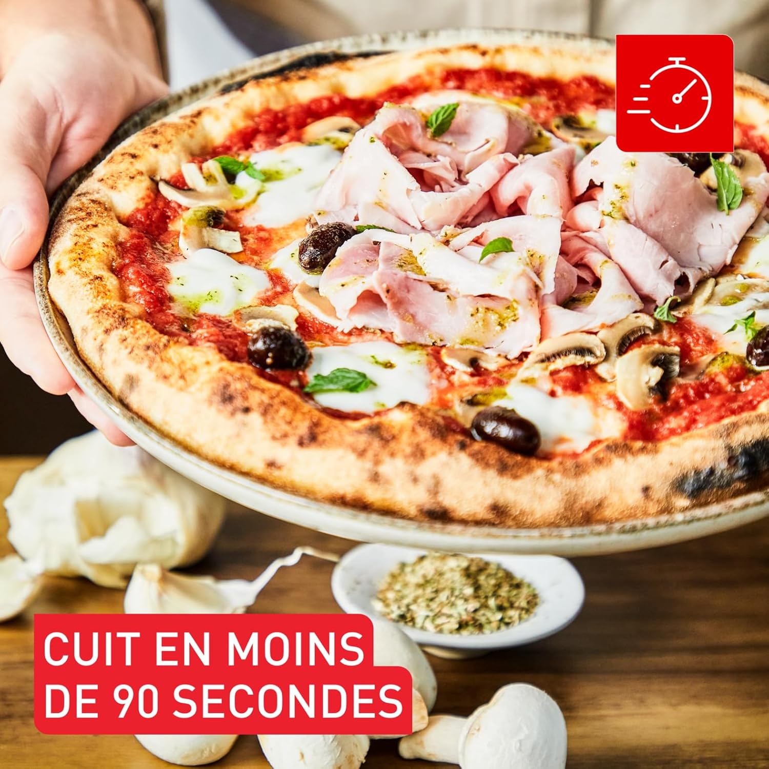 Tefal Pizza Pronto, Four à pizza maison, Four à pizza à gaz, Pierre rotative à 360°, Pizza 30 cm max., Cuisson rapide, Application gratuite JM412010
