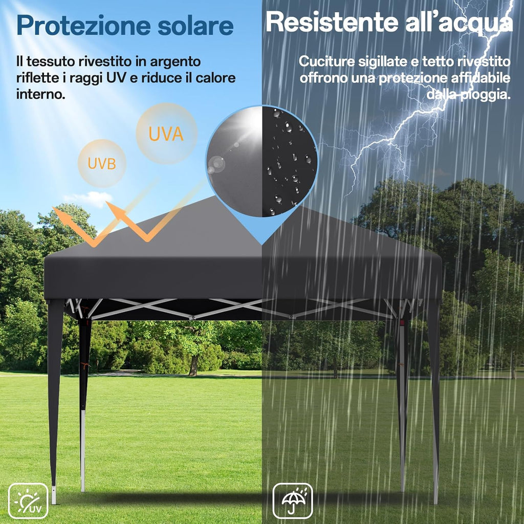 Gazebo pliant étanche JUMMICO, gazebo de jardin extérieur, gazebo pliant à hauteur réglable,