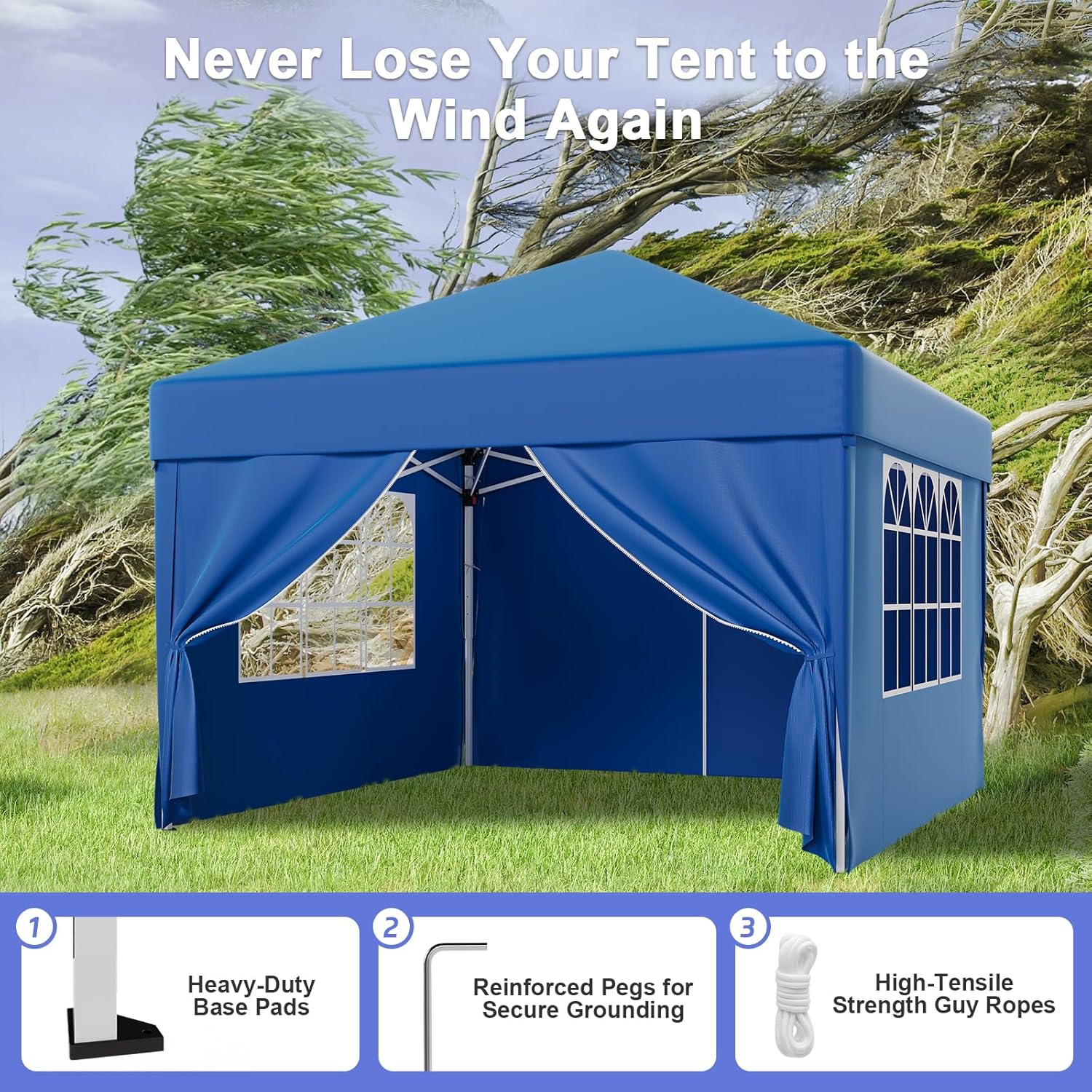 Gazebo pliant étanche JUMMICO, gazebo de jardin extérieur, gazebo pliant à hauteur réglable,