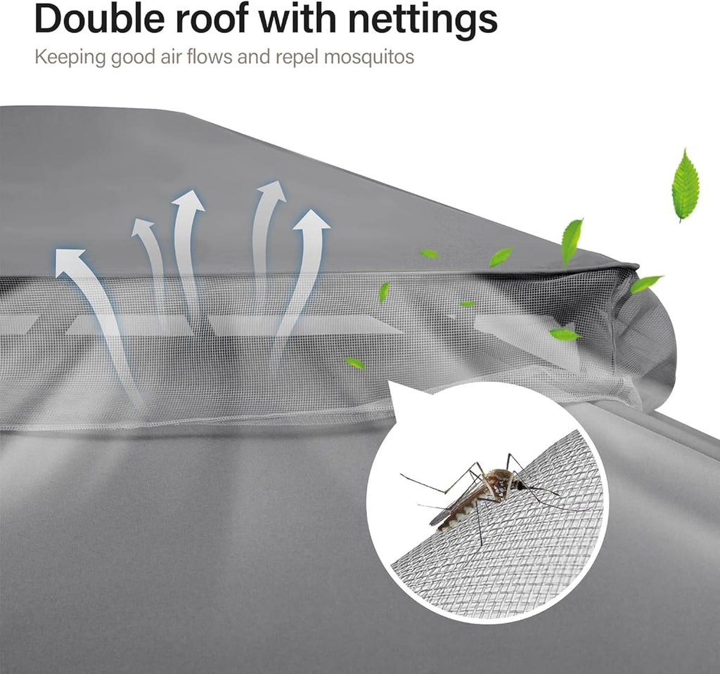 Tente pavillon d'extérieur améliorée à double toit, auvent imperméable UV50+ avec filet et crochets