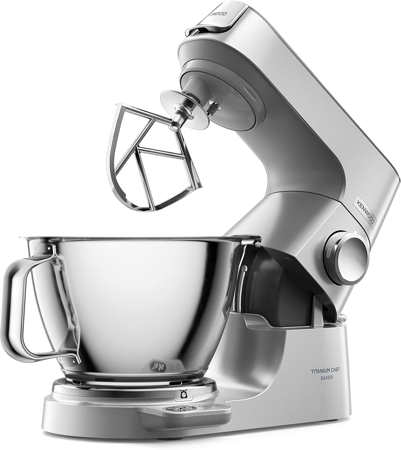 Kenwood Titanium Chef Baker KVC85.004SI Patisserie Processor met geïntegreerde weegschaal, inclusief 3-delige deegset, mengkom van 5 liter en 3,5 liter, progressieve cruisecontrol, 1200 W, zilverkleurig 