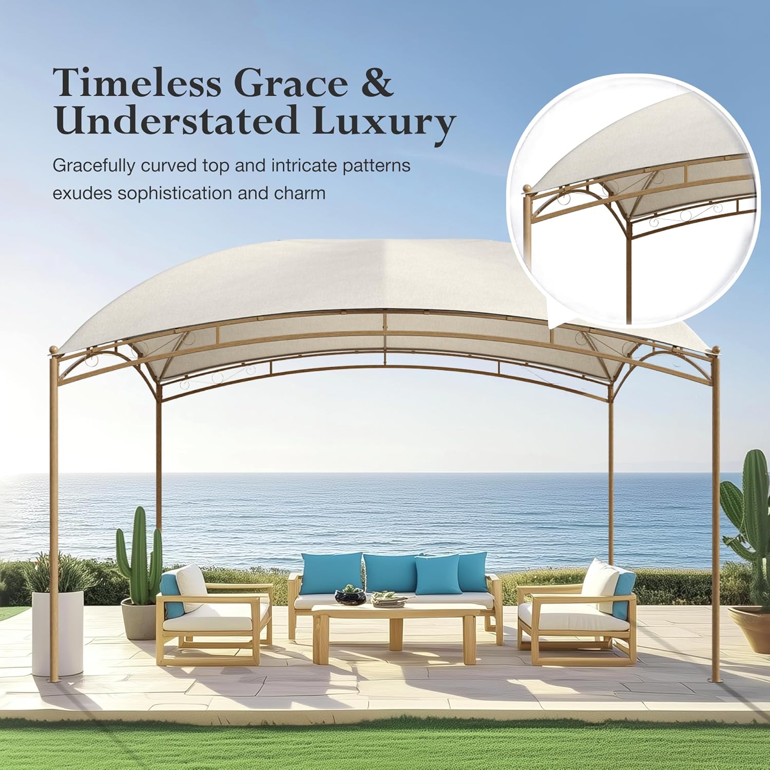 Gazebo 10 x 13, gazebo extérieur abrité, tente à auvent en métal robuste avec double toit et moustiquaire