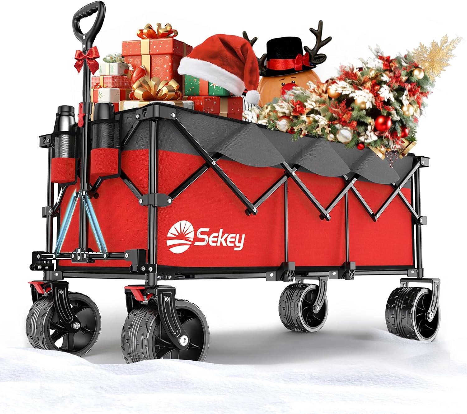 Chariot de transport pliable Sekey XXXL avec frein, chariot de jardin de plage