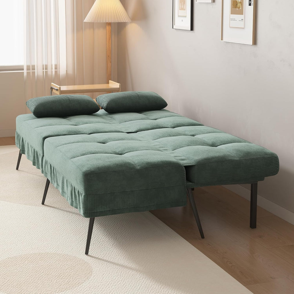 COMHOMA Slaapbank met slaapfunctie - Omvormbare futonhoes - Hoekbank - 3-zits gastenbank - met verstelbare stoffen rugleuning - Grijs 