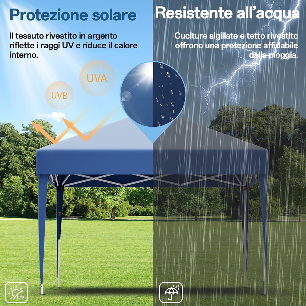 Gazebo pliant étanche JUMMICO, gazebo de jardin extérieur, gazebo pliant à hauteur réglable,