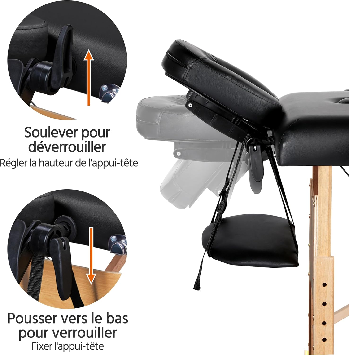 Yaheetech opklapbare massagetafel 70 cm, professioneel massagebed in 2 delen, massief houten tafelbank, cosmetische therapie, zwart 