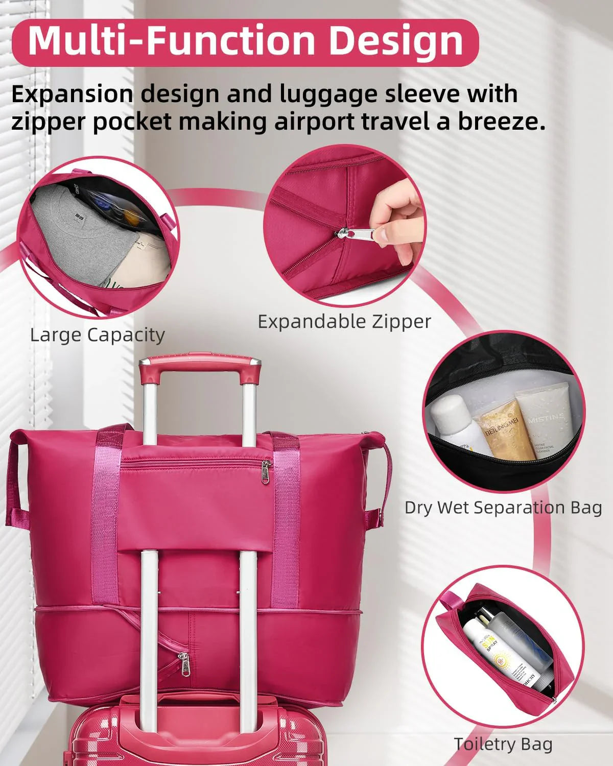 Ensemble de bagages 6 pièces, ensemble de valises rigides extensibles avec roulettes pivotantes, ensemble de bagages à roulettes légers