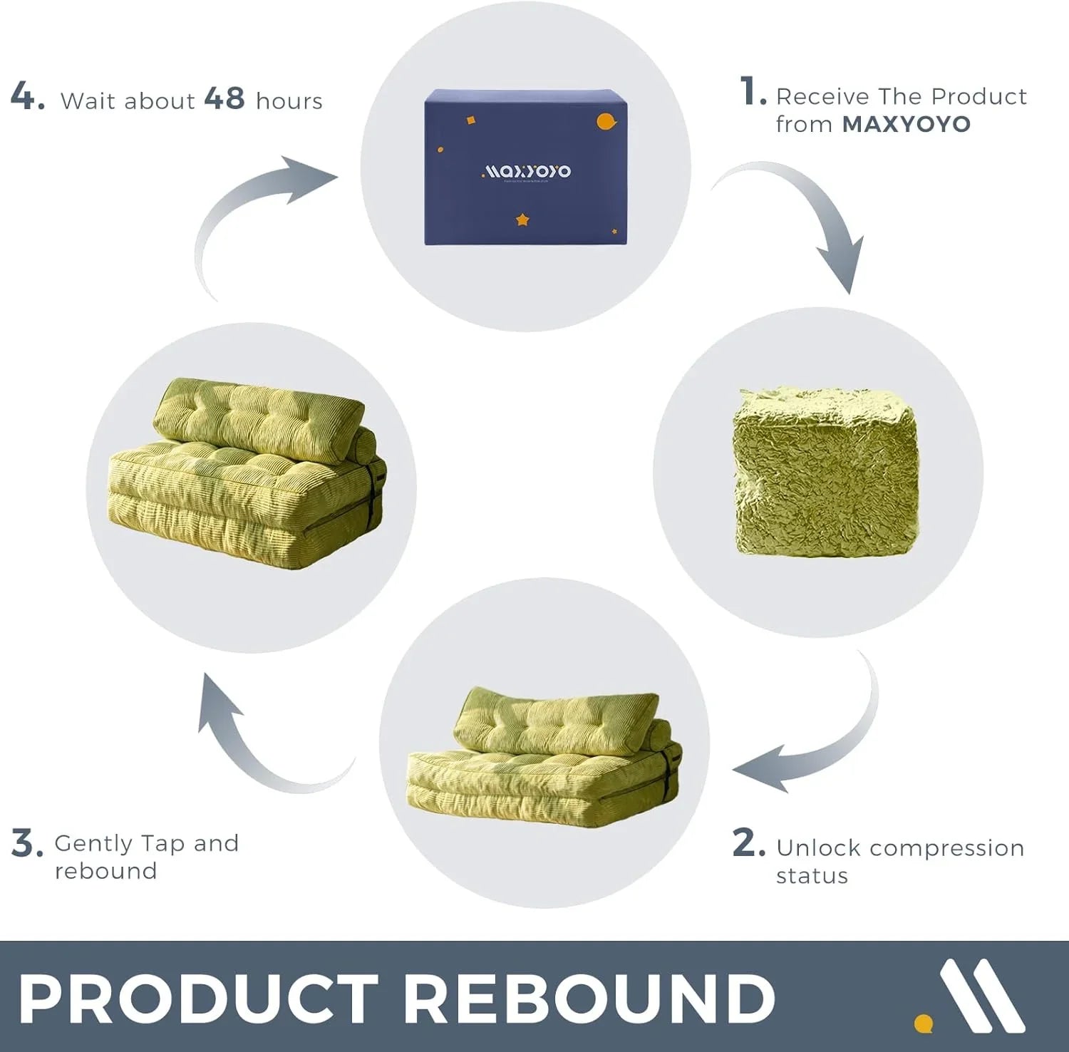 Canapé-lit pliant MAXYOYO, fauteuil convertible avec oreiller, matelas pliable avec support dorsal, fauteuil-lit pliant portable