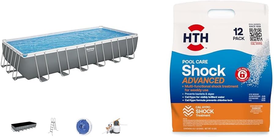 Piscine hors sol ovale Power Steel 4,3 m x 2,4 m x 100 cm | Comprend une pompe de filtration de 2070 litres, une échelle et un distributeur ChemConnect.