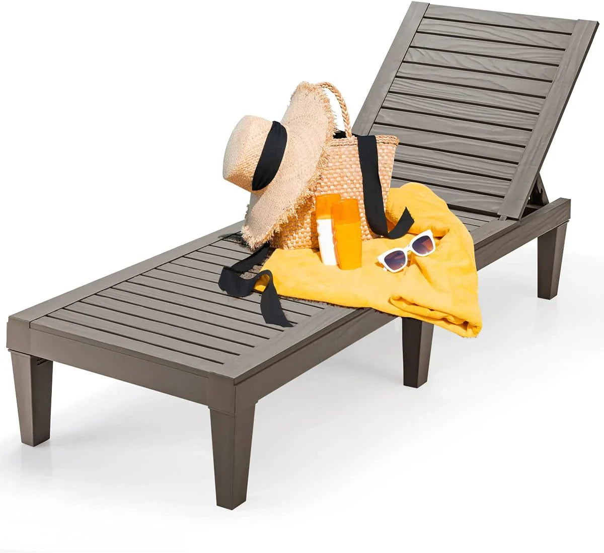 Chaise longue d'extérieur légère avec dossier réglable et 5 positions d'inclinaison