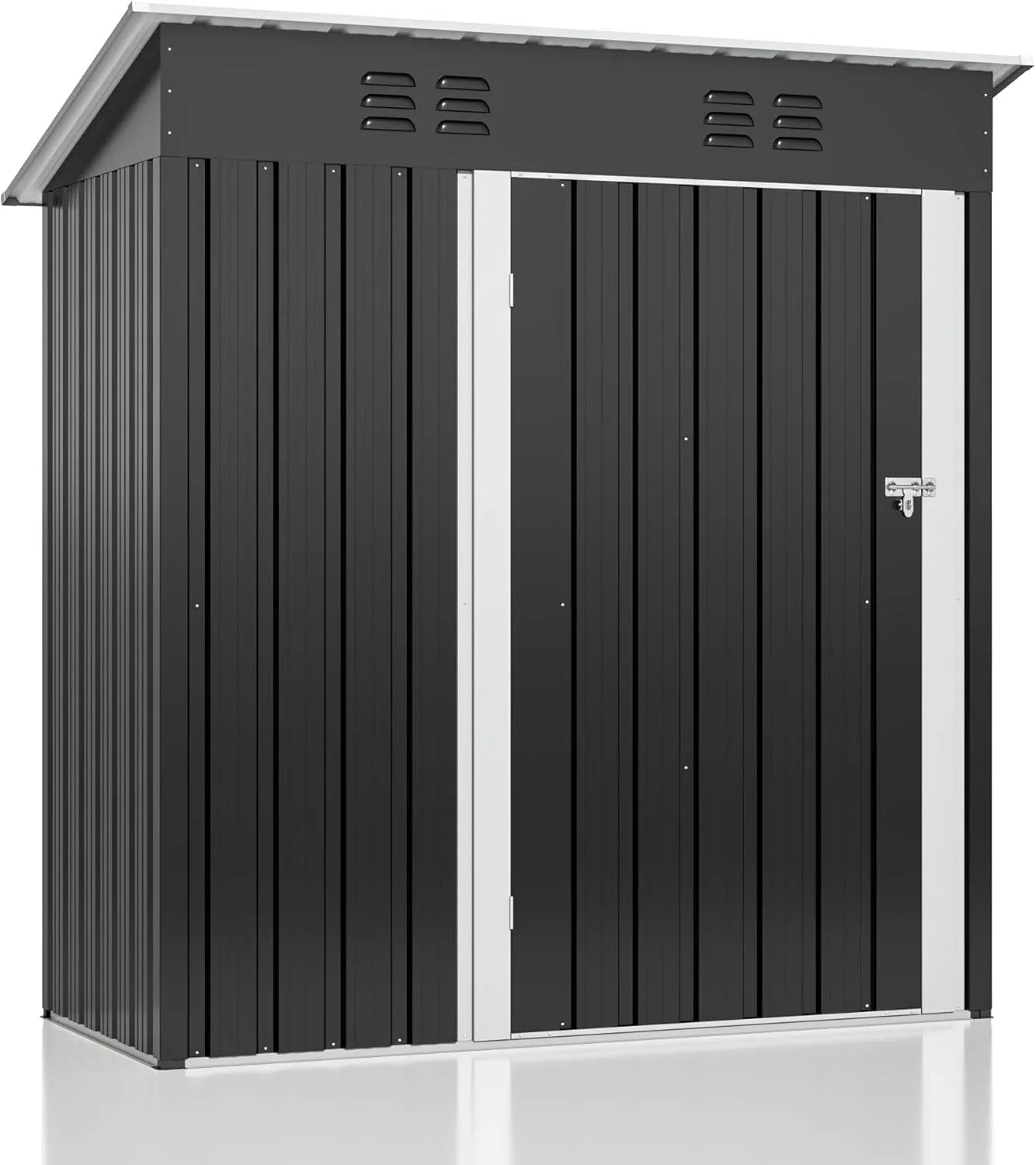 Abri de jardin extérieur Polar Aurora 8 x 12 pi, abri de jardin en métal avec structure modernisée, abris à outils pour jardin, terrasse, pelouse, noir