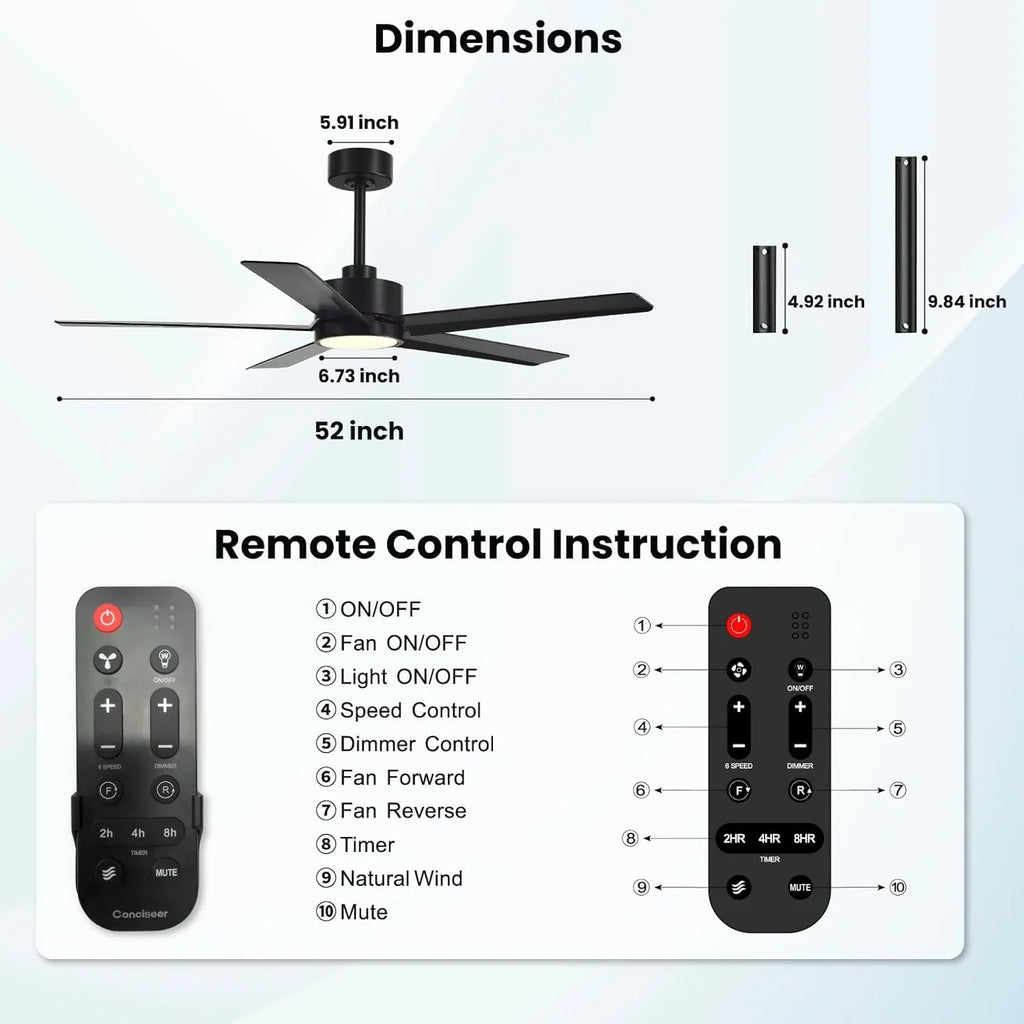 Ventilateur de plafond moderne 72 pouces chambre salon bibliothèque café extérieur/industriel