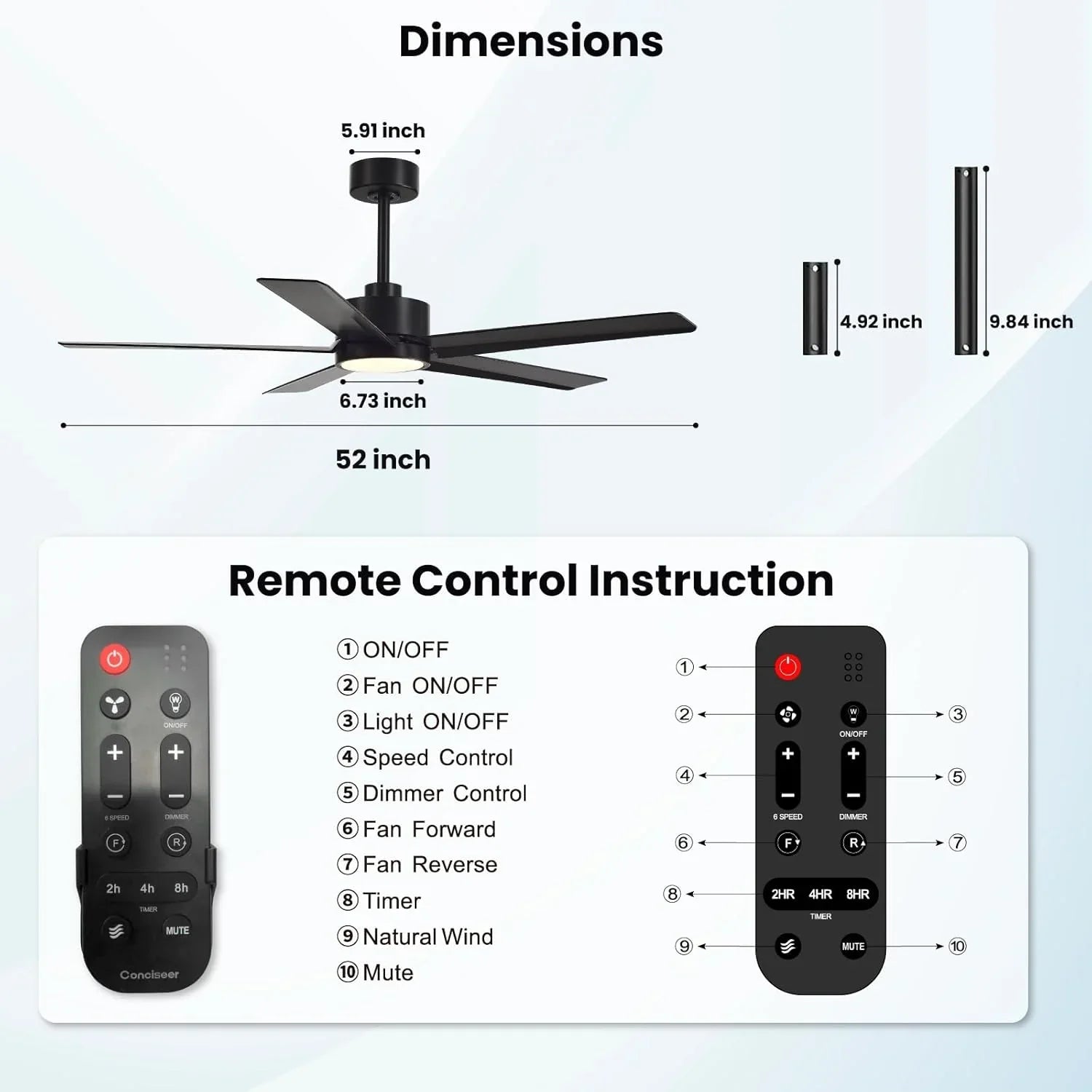 Ventilateur de plafond moderne 72 pouces chambre salon bibliothèque café extérieur/industriel