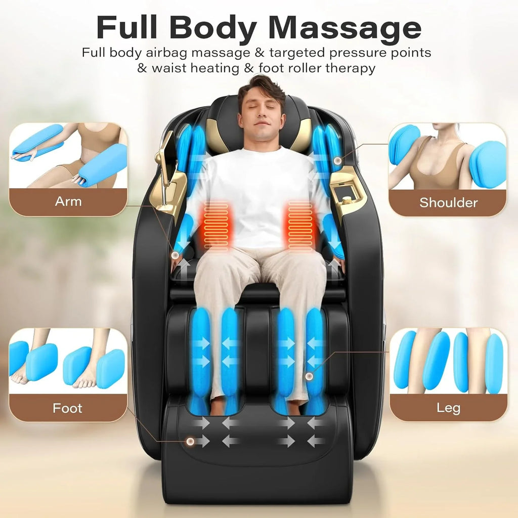 Fauteuil de massage complet, inclinable à 160° en apesanteur avec scanner corporel, fauteuil de massage shiatsu SL Track de 50 pouces, massage localisé, rouleau pour les pieds
