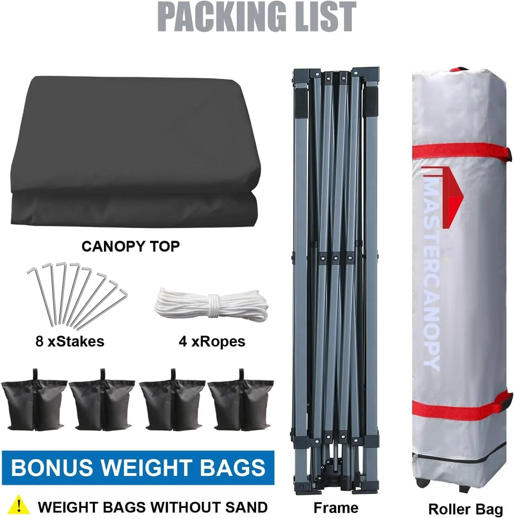 Tente pop-up robuste avec sac à roulettes (10 x 10, noir)