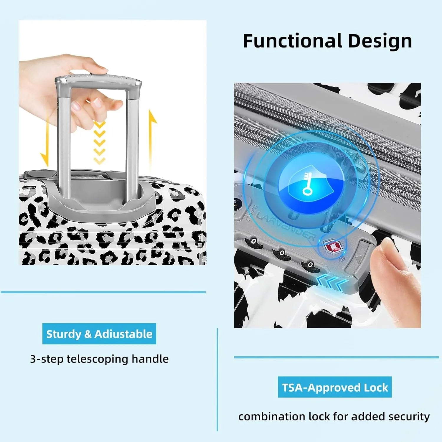 Ensemble de bagages 6 pièces, ensemble de valises rigides extensibles avec roulettes pivotantes, ensemble de bagages à roulettes légers