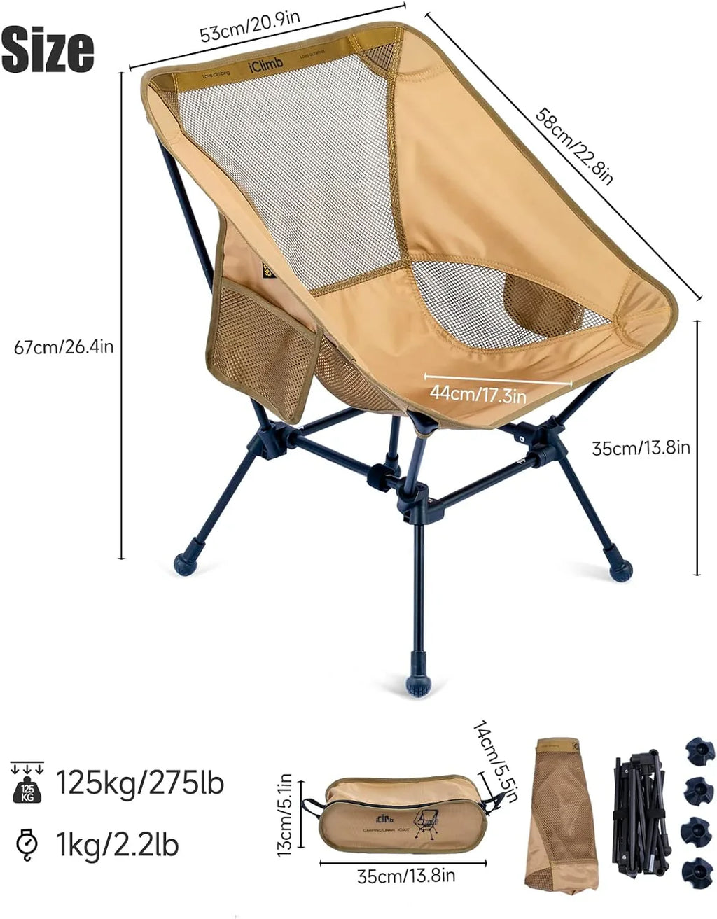 Chaise de plage pliante de camping compacte et ultralégère