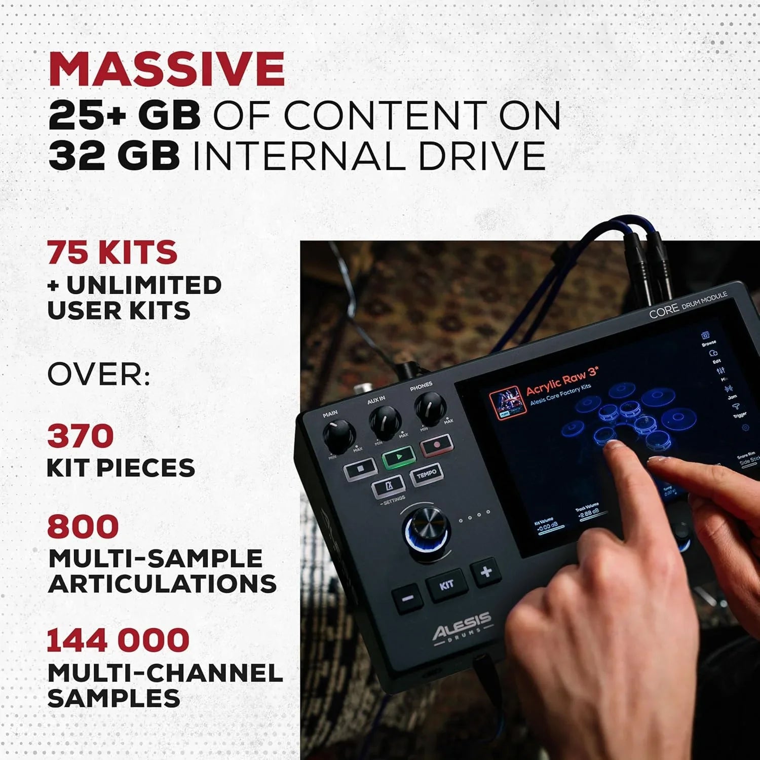 Batterie électronique Alison Strata Prime avec écran tactile et tête à grille double zone