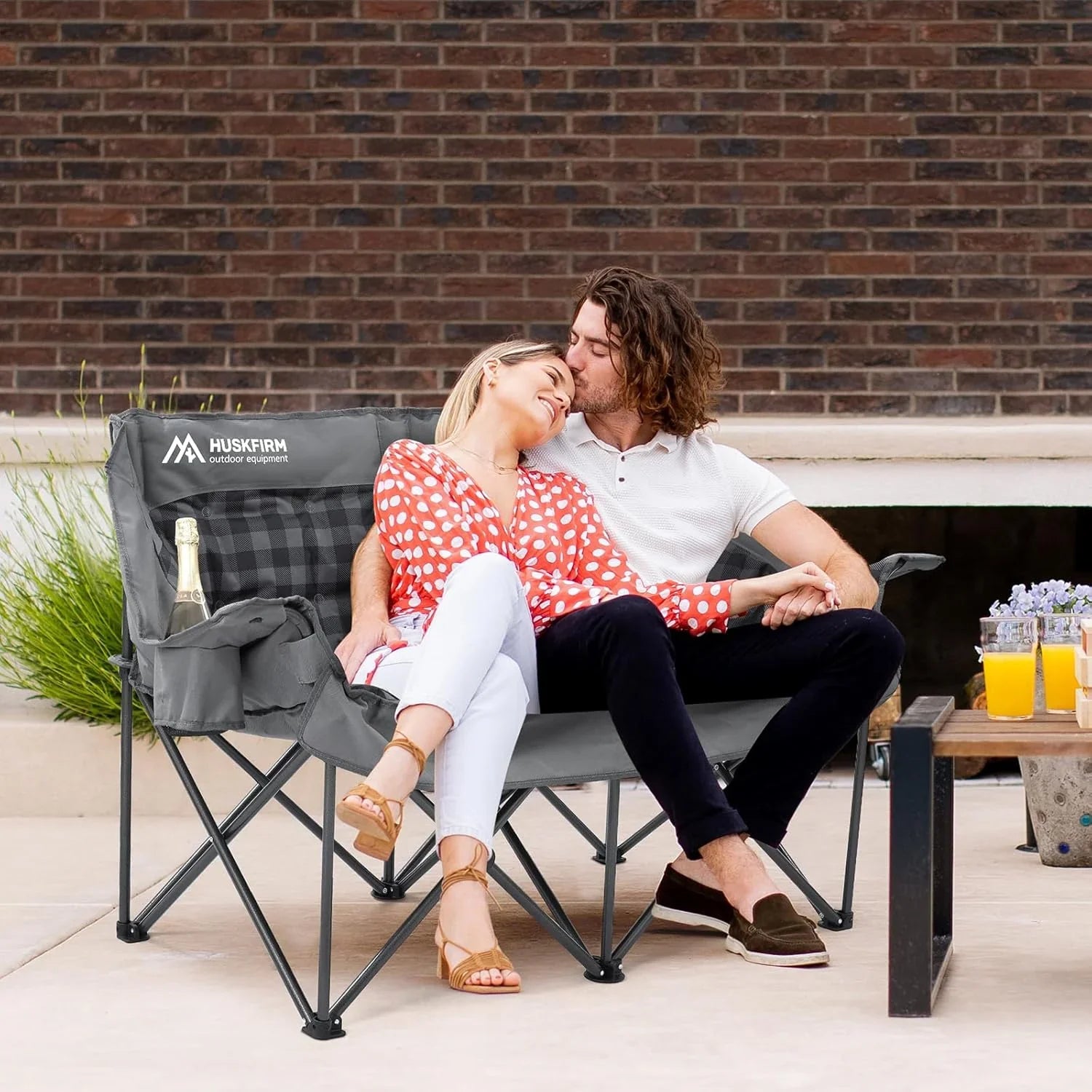 Chaise de camping rembourrée - Canapé de camping extra large et robuste, canapé pliable portable avec porte-gobelet et sac de transport