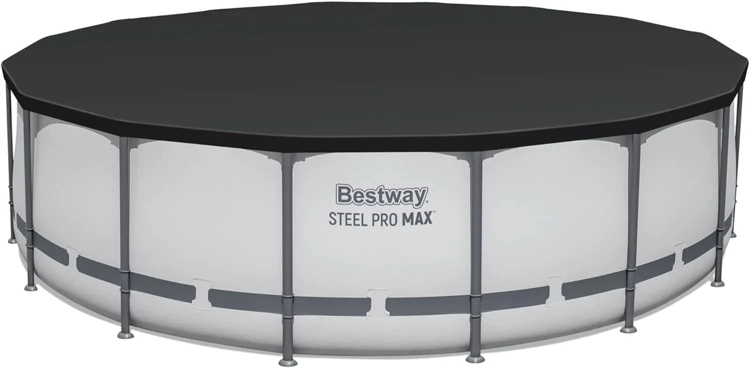 Piscine hors sol extérieure ronde Steel Pro MAX de 4,2 m x 122 cm avec cadre métallique et pompe de filtration de 1 000 litres, échelle et bâche
