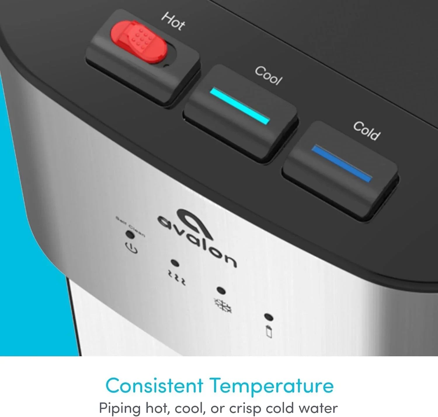 Distributeur d'eau Avalon à chargement par le bas avec BioGuard - 3 réglages de température : chaud, froid et température ambiante