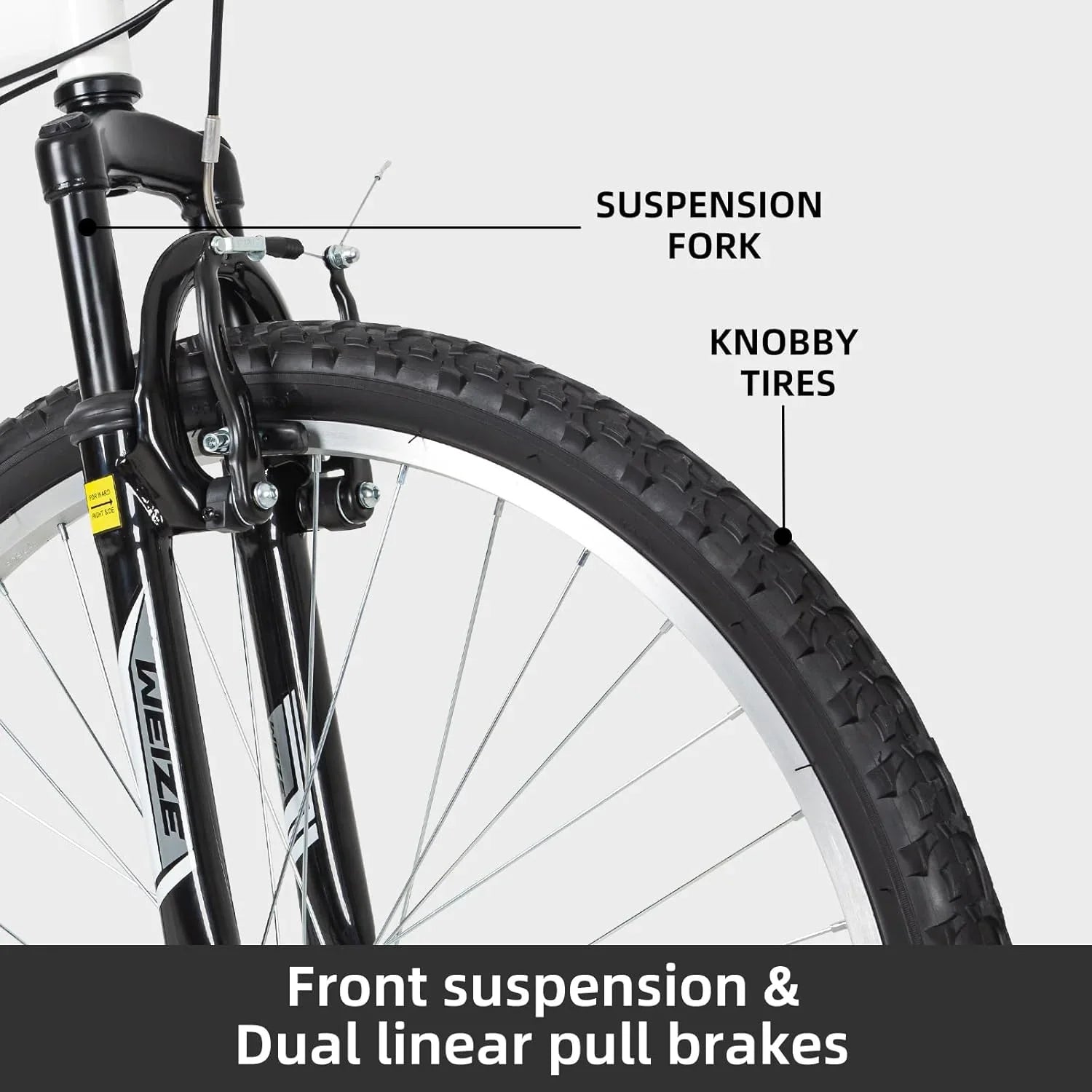 Vélo de montagne WEIZE, vélo hybride d'extérieur 26-27,5 pouces, 18 vitesses/acier à haute teneur en carbone/double suspension complète