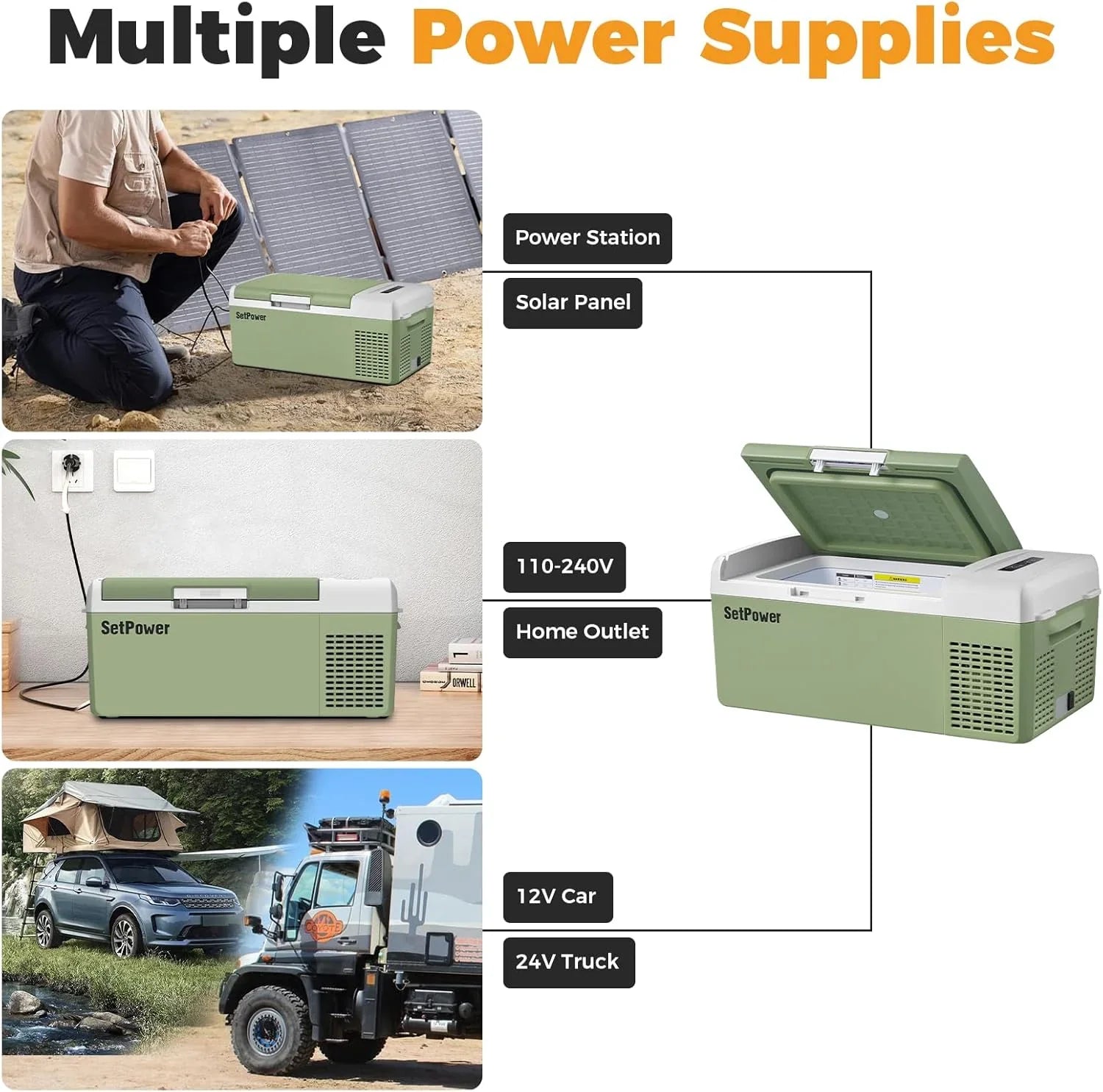 Réfrigérateur portable 12 V 21 litres, autonomie de 50 heures, glacière électrique pour voiture