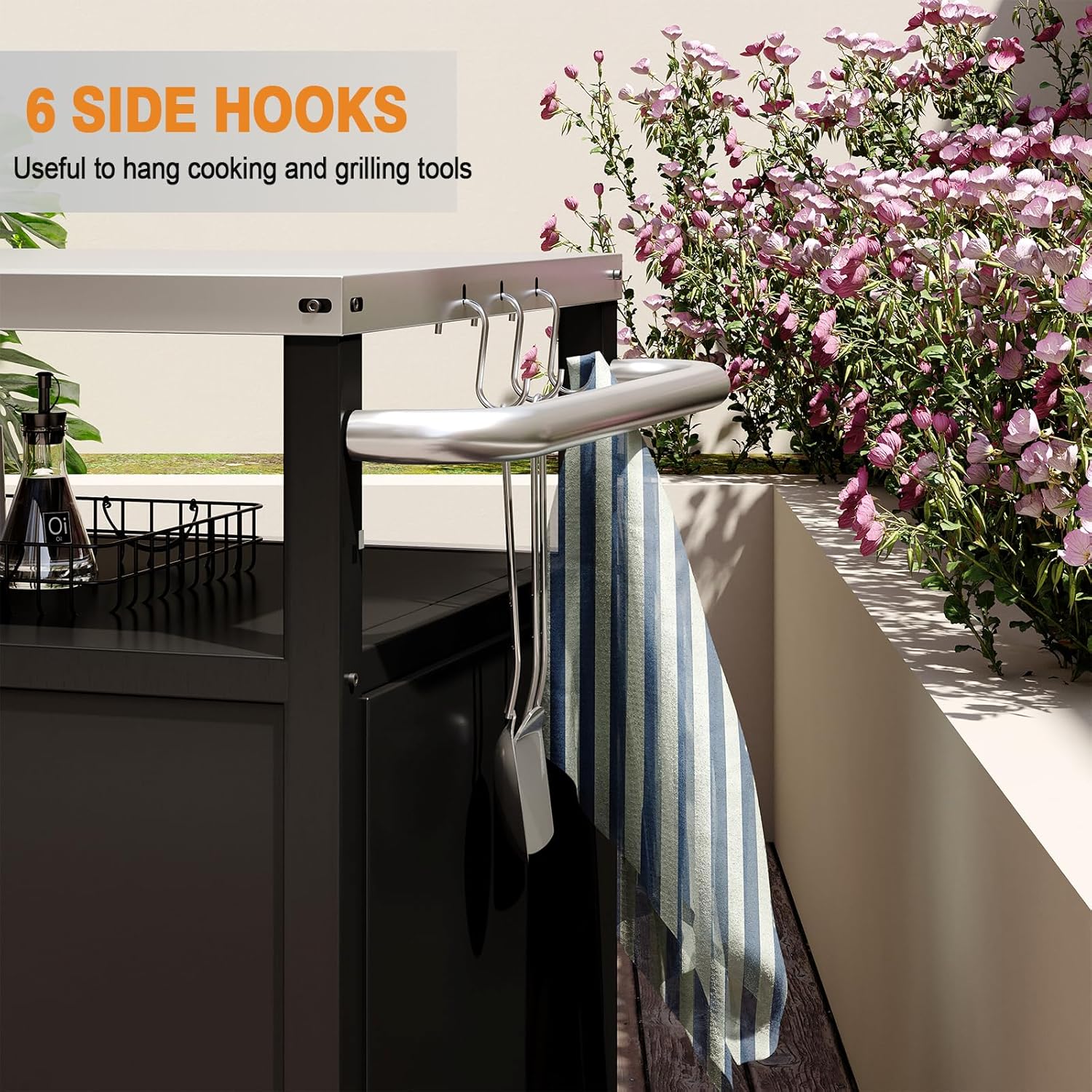 Chariot de barbecue d'extérieur en acier inoxydable, support de four à pizza, table roulante, chariot de barbecue robuste