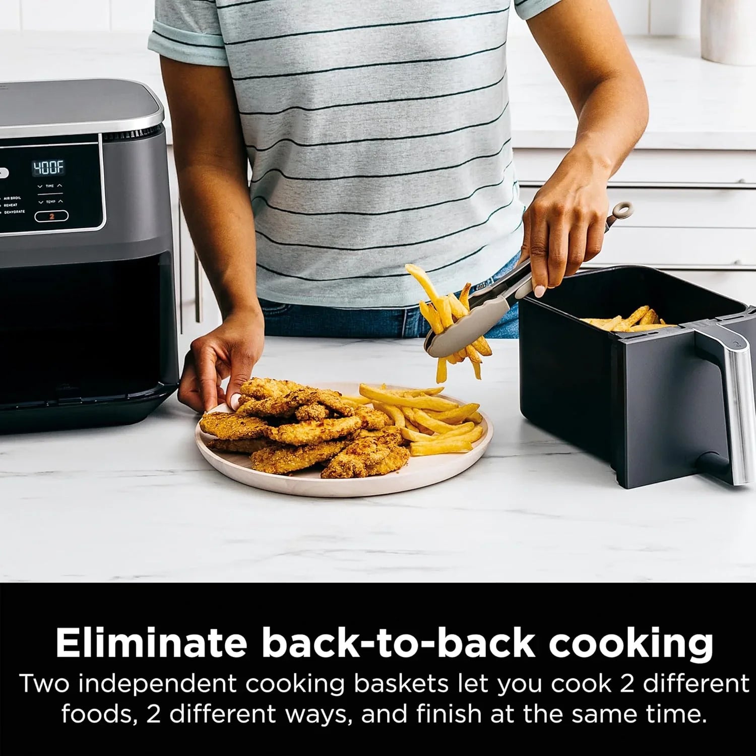 Friteuse à air 6 en 1 Ninja Foodi avec MegaZone de 7 pintes et séparateur de panier