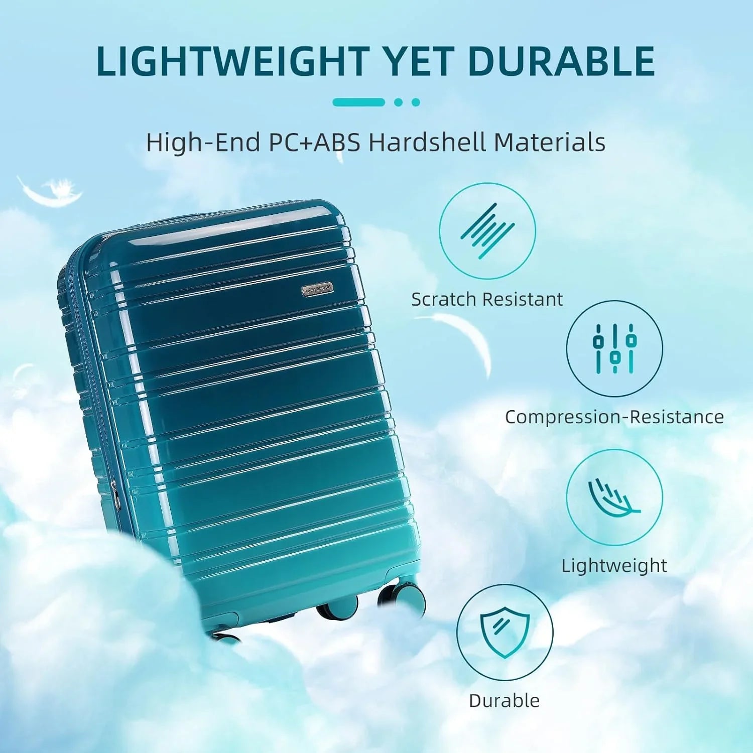 Ensemble de bagages 6 pièces, ensemble de valises rigides extensibles avec roulettes pivotantes, ensemble de bagages à roulettes légers