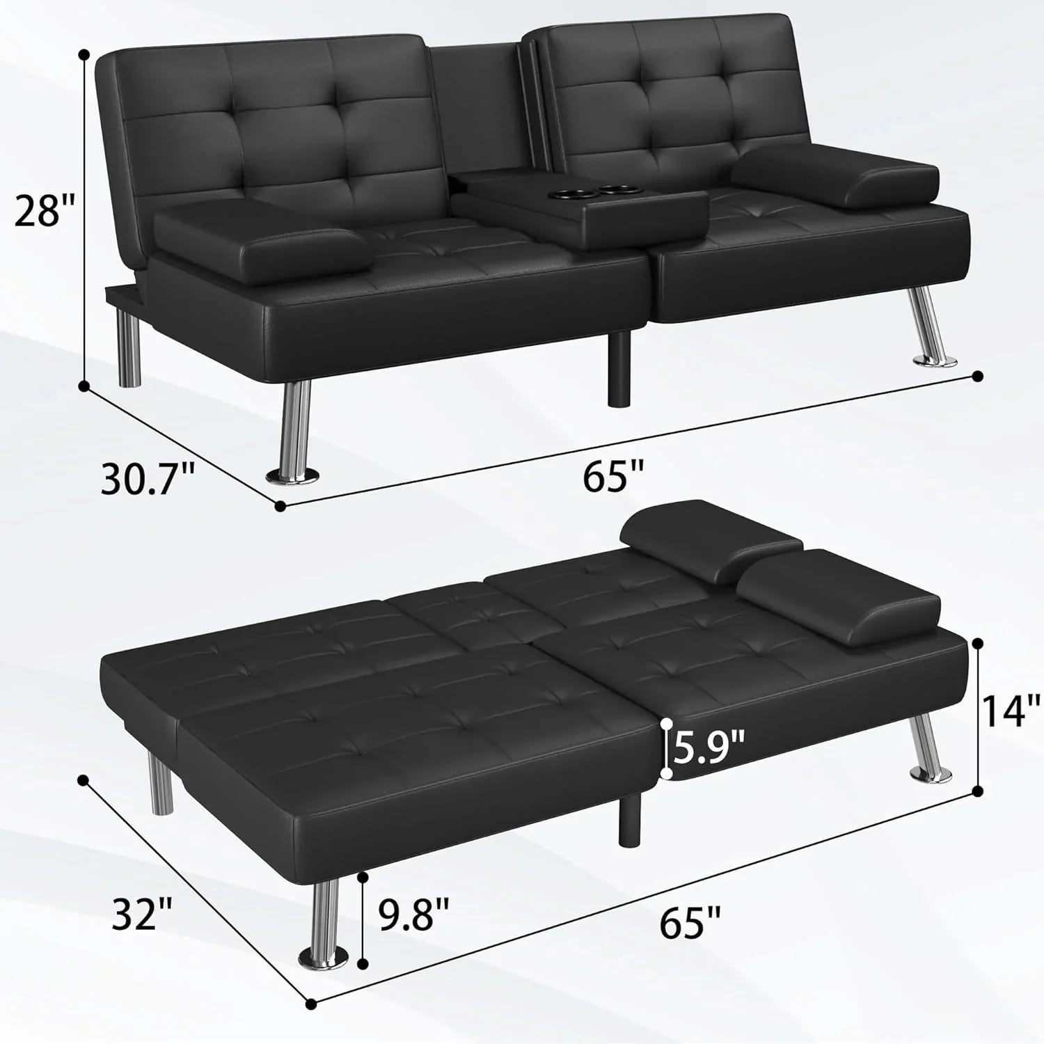 Canapé-lit futon Flamaker Ensemble futon pliant moderne Chaise longue convertible