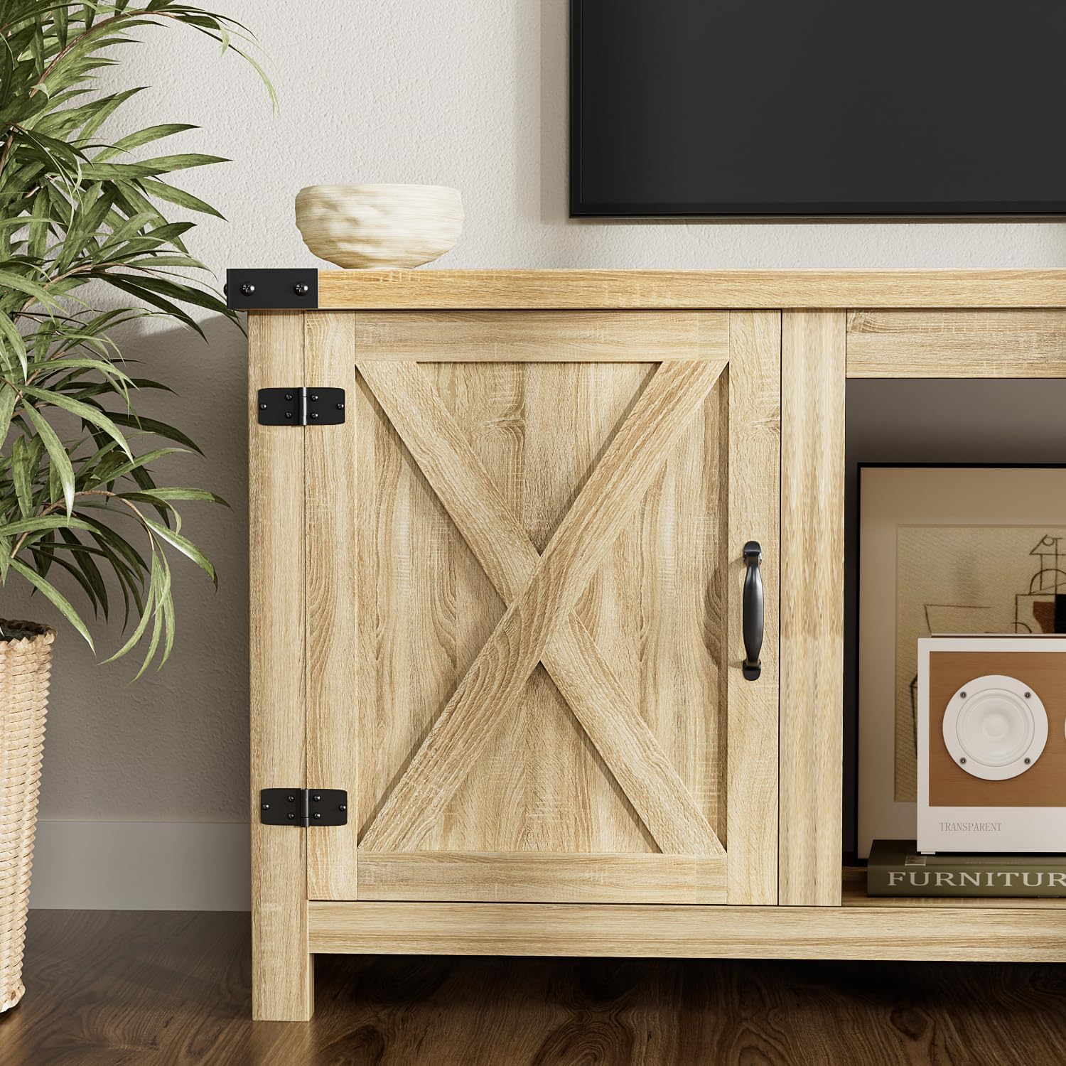 YESHOMY tv-meubel met open haard en twee schuifdeuren, opbergkasten voor tv's tot 65 inch en groter, entertainmentmeubel, mediameubel voor de woonkamer, 58 inch 