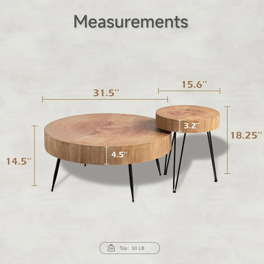 Ensemble de deux tables basses de salon de style ferme moderne
