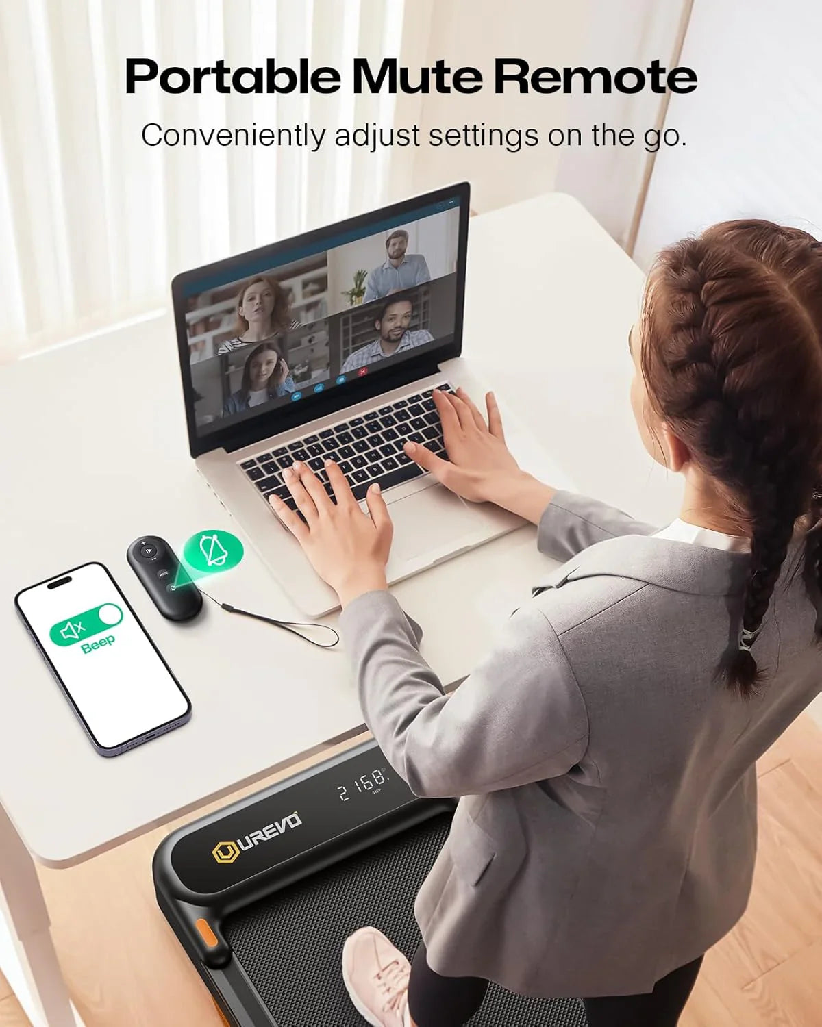 Tapis de course pliable intelligent 2 en 2 Urevo Strol 2E avec double écran LED